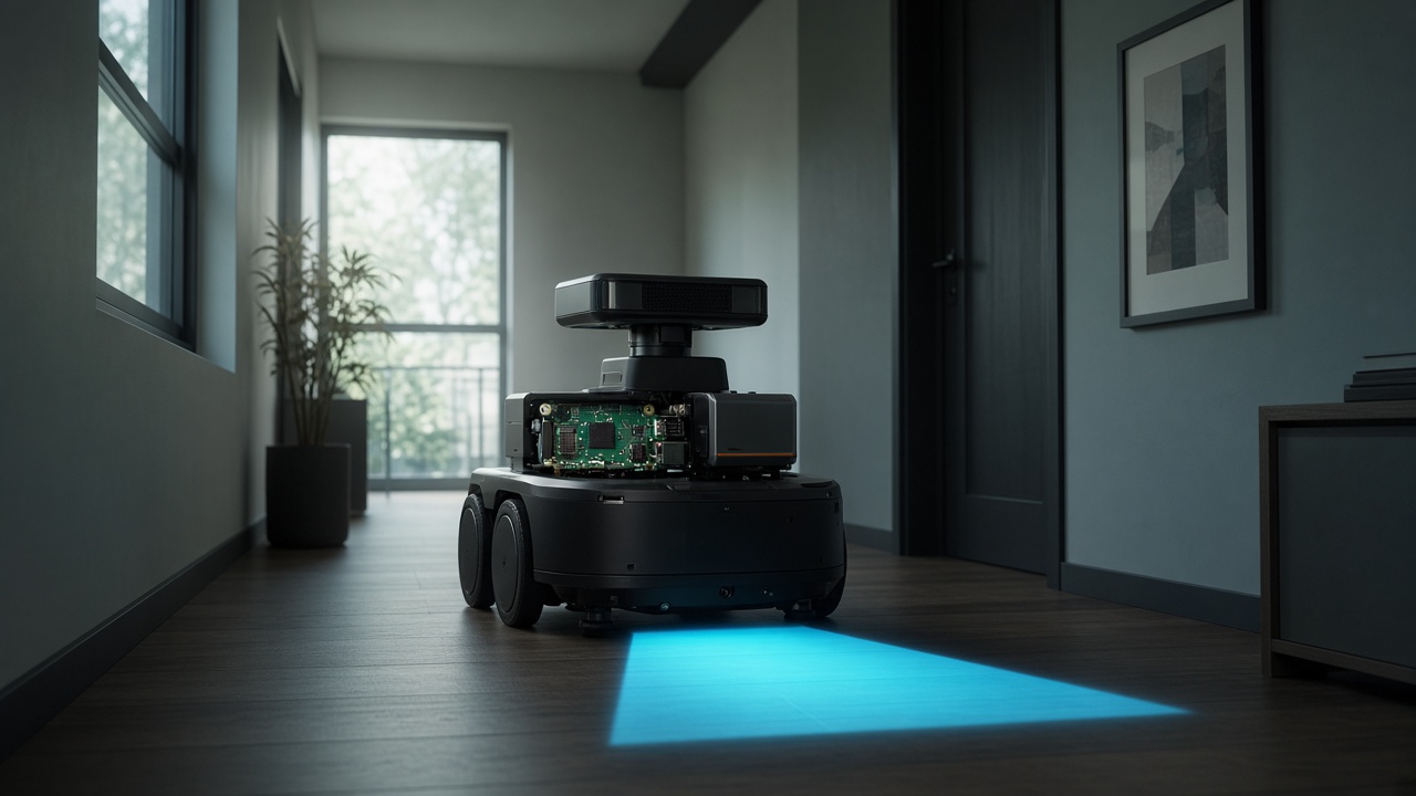 学習用の深度カメラを付けた i-ROS 屋内ロボット
